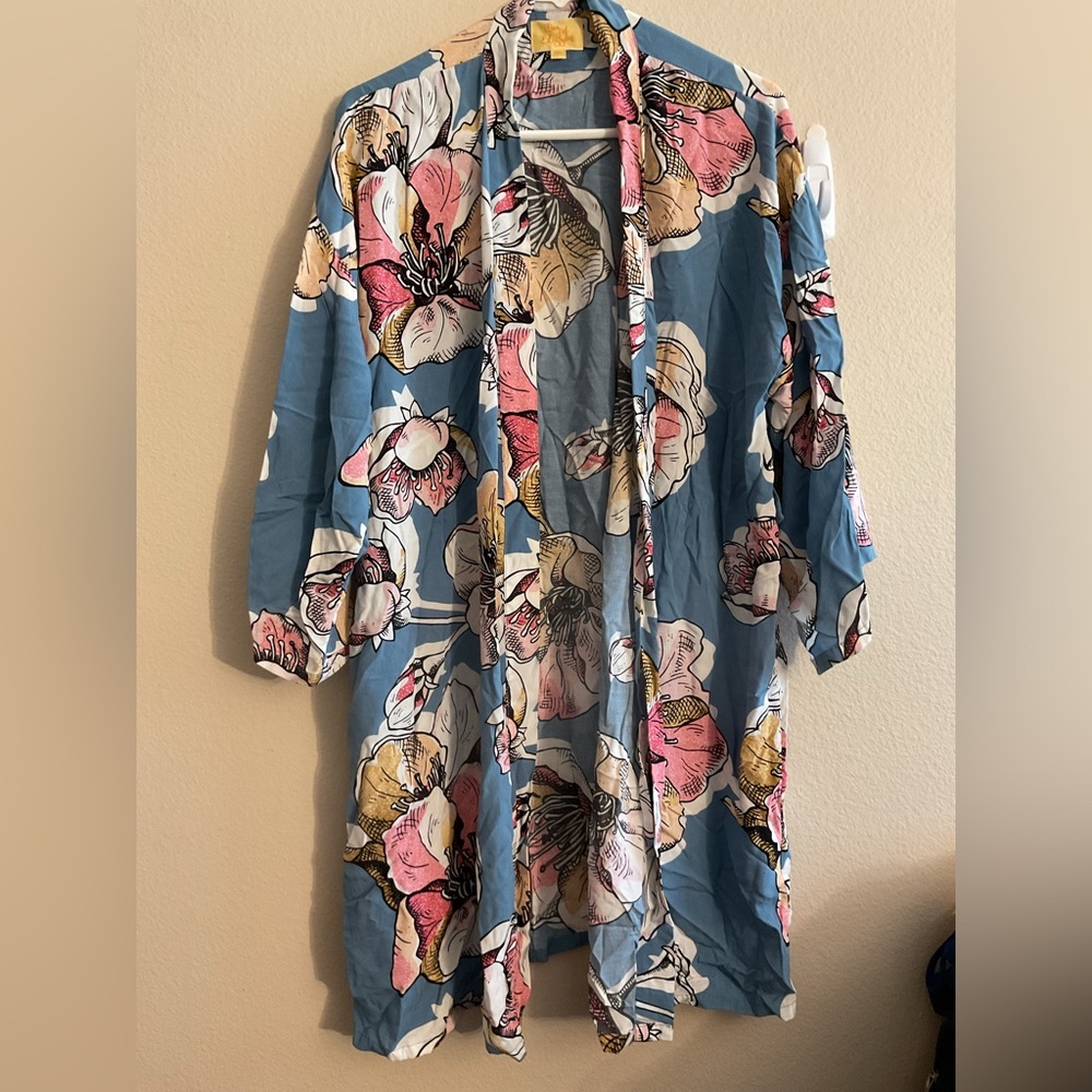 Day of Blossom Women’s Floral Open Front‎ Kimono Cardigan size M/L